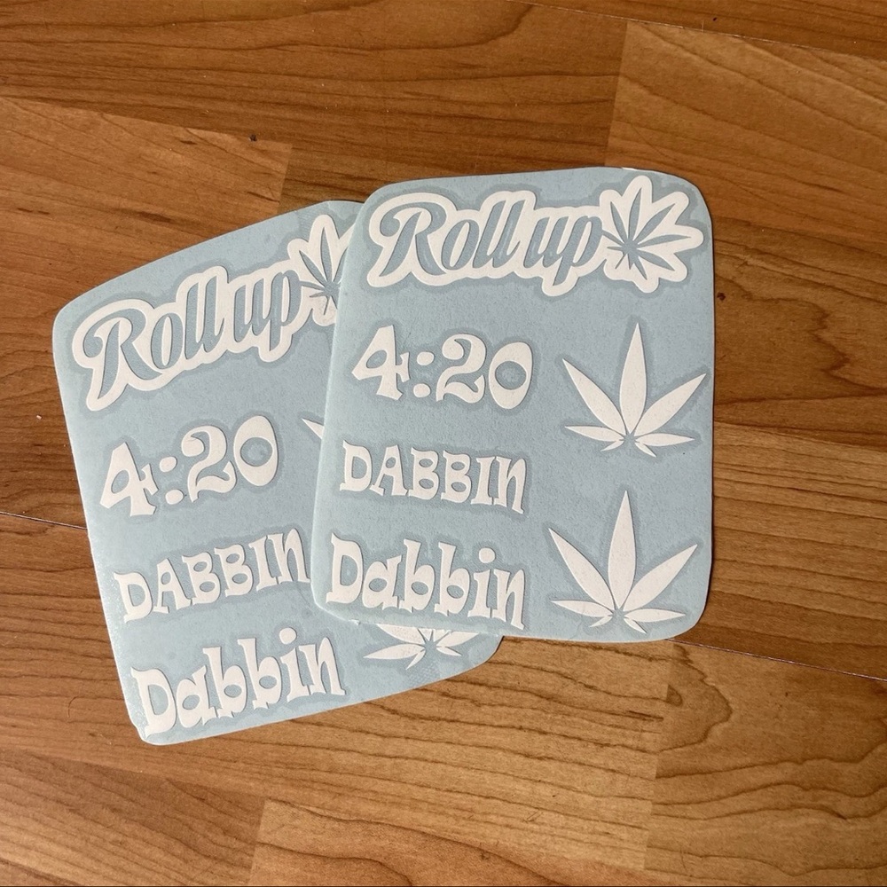 420 Dabbin Decals Stickers White Sticker Set 2 Sheets